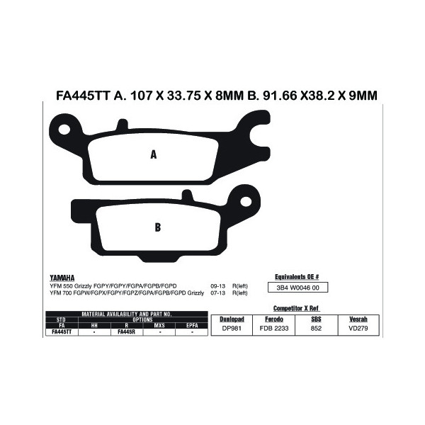 EBC EBC Brake Pads FA445TT-SPECIAL ORDER